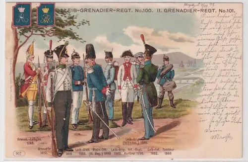 86482 Ak 1.und II. Leib Grenadier regiment Nr.100 und Nr.101, 1898