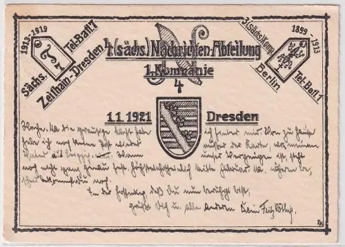 48180 Ak Dresden 4.(sächs.) Nachrichten Abteilung 1.Kompanie 1921