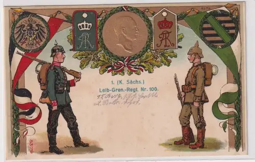63217 Feldpost Ak Dresden 1.K.S. Leib Grenadier Regiment Nr.100, 1915