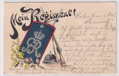 61593 Ak Mein Regiment Dresden Schulterklappe mit Initialen GR