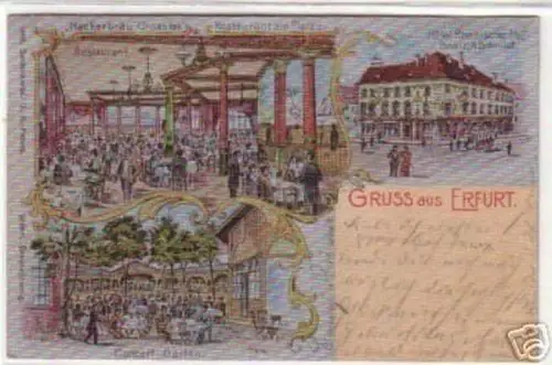 09312 Ak Gruß aus Erfurt Hotel Rheinischer Hof 1904