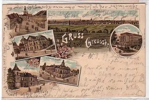 40137 Ak Lithographie Gruß aus Greussen 1899