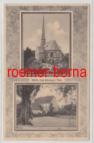 82264 Mehrbild Ak Bocka Kreis Altenburg Thür. Kirche und Pfarrhaus 1929