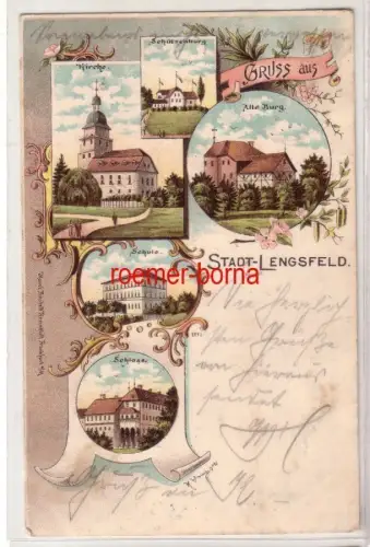 74152 Ak Lithographie Gruss aus Stadt-Lengsfeld Schloss, Schule usw. 1898