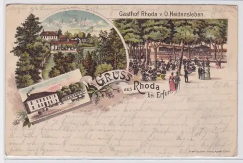95171 Ak Lithographie Gruß aus Rhoda bei Erfurt Gasthof 1901