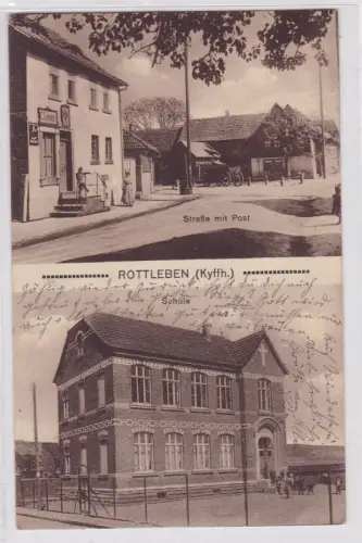 91830 Mehrbild Ak Rottleben Kyffhäuser Straße mit Postund Schule 1914