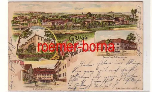 66041 Ak Lithographie Gruss aus Neudietendorf Gasthof usw. 1899