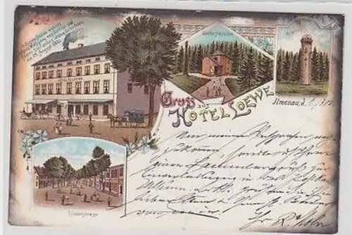 43760 Ak Lithographie Gruß aus Ilmenau Hotel Löwe 1901