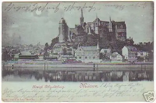 08708 Mondscheinkarte Meißen Königl. Albrechtsburg 1899