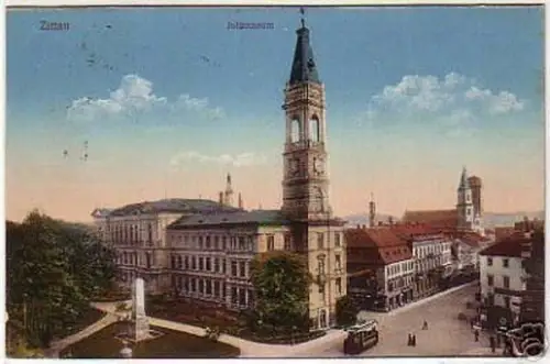 07484 Feldpost Ak Zittau Johanneum mit Straßenbahn 1916