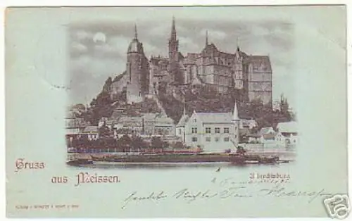 08707 Mondscheinkarte Gruß aus Meißen Albrechtsburg