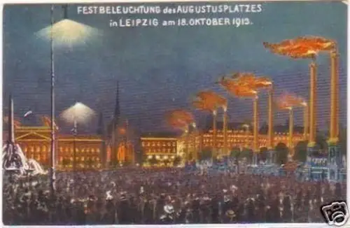 15304 Ak Leipzig Festbeleuchtung des Augustusplatzes
