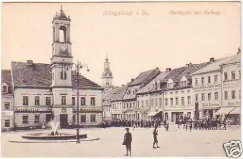 27167 Ak Königsbrück Marktplatz mit Rathaus 1916