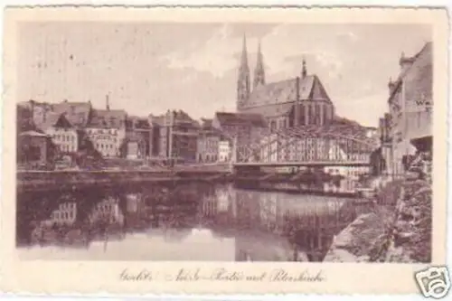 26541 Ak Görlitz Neiße Partie mit Peterskirche 1913