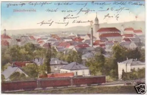 27844 Ak Bischofswerda Totalansicht mit Bahnlinie 1913