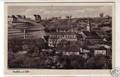 29371 Ak Seußlitz an der Elbe Totalansicht 1954