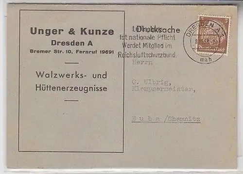 29576 Reklame Ak Dresden Unger & Kunze Walzwerks- und Hüttenerzeugnisse 1938