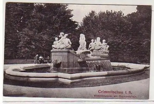 36305 Ak Crimmitschau Wettinbrunnen am Bismarckhain