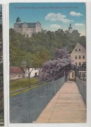 36752 Ak Schloß Rochsburg und schwankender Steg 1919