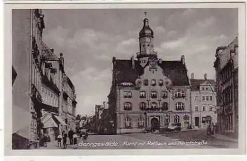 42599 Ak Geringswalde Markt + Rathaus Hauptstr. um 1920