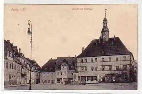 38965 Ak Penig i. Sa. Markt mit Rathaus 1933