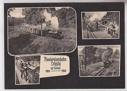 53334 Mehrbild Ak 15 Jahre Pioniereisenbahn Leipzig 1951 - 1966