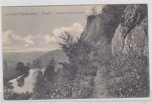 62531 Ak Luftkurort Augustusburg Erzgebirge Felspartie beim Kunnerstein um 1910