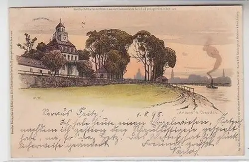 62793 Künstler Ak Lithographie Antons bei Dresden 1898