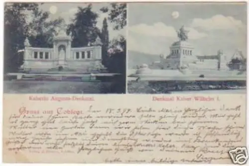 24239 Ak Mondscheinkarte Gruss aus Coblenz 1899