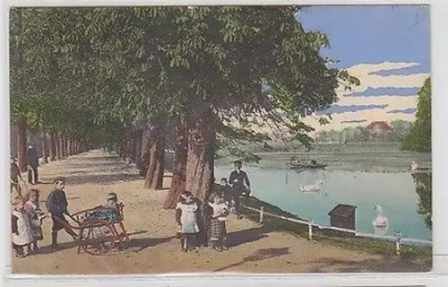 25462 Ak Borna Park Partie am breiten Teich 1911