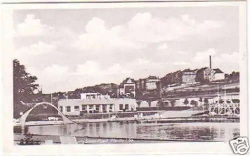 28222 Ak Planitz in Sachsen Strandbad um 1950