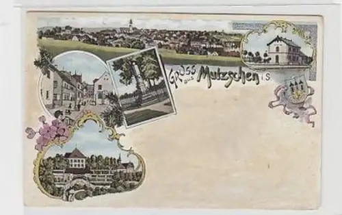 33881 Ak Lithographie Gruß aus Mutzschen 1914