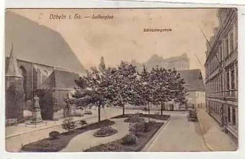 38678 Ak Döbeln Lutherplatz Schloßbergschule 1914
