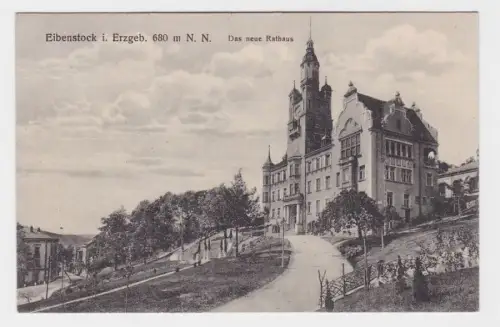 18821 Ak Eibenstock i. Erzgeb. Neues Rathaus 1918