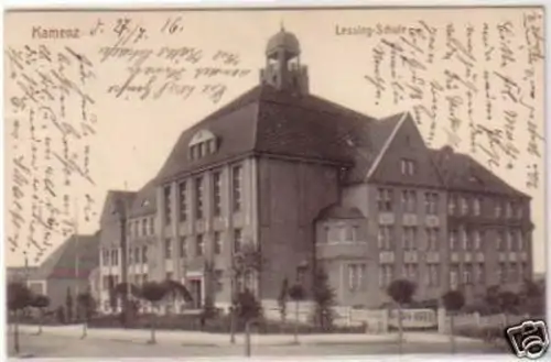 27355 Ak Kamenz Lessing Schule 1916