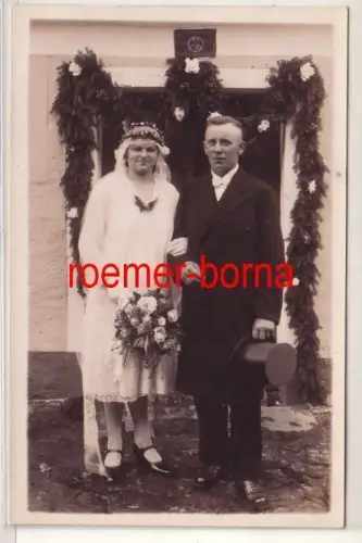 32120 Foto Ak Eilenburg ? Brautpaar Hochzeit um 1920