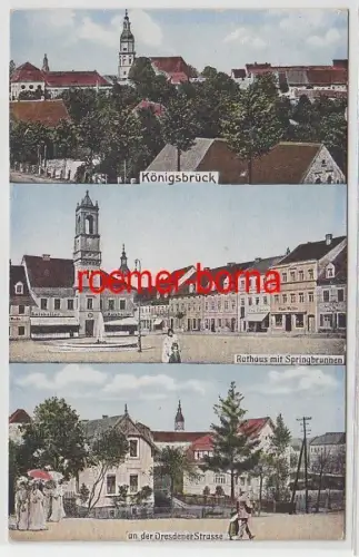 66927 Mehrbild Ak Königsbrück Dresdner Straße, Rathaus, Totalansicht um 1910