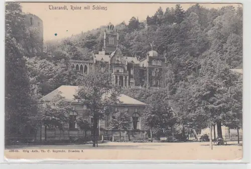 42305 Ak Tharandt Ruine mit Schloß um 1910
