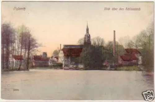 24705 Ak Pulsnitz Blick über den Schloßteich 1913