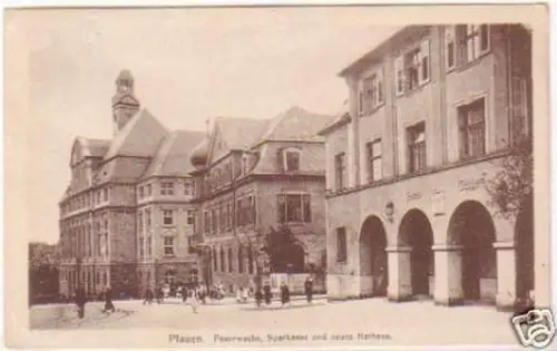 25652 Ak Plauen Feuerwache und Sparkasse 1935