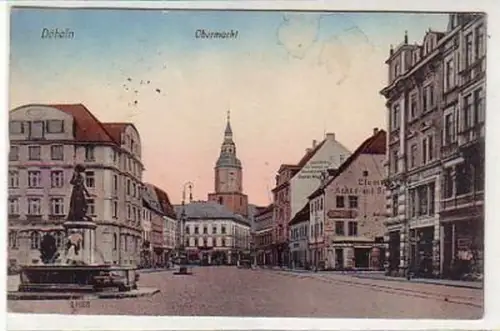 37194 Ak Döbeln Obermarkt mit Geschäften 1918