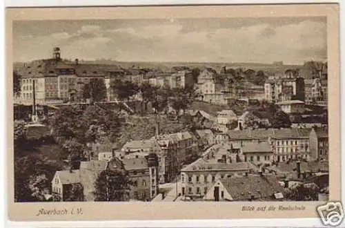 31802 Ak Auerbach i.V. Blick auf die Realschule um 1920