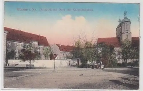58641 Feldpost Ak Wurzen Domplatz mit Dom und Kommandantur 1915