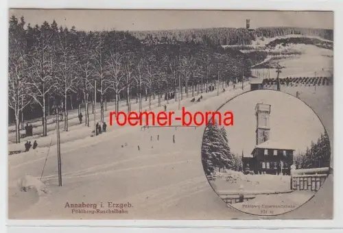 72206 Ak Annaberg Erzgeb. Pöhlber Ruschelbahn und Unterkunftshaus um 1920