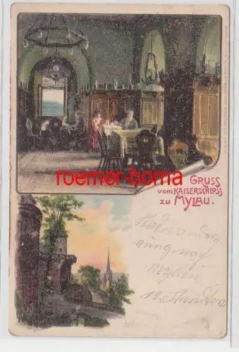 71519 Mehrbild Ak Lithografie Gruss vom Kaiserschloss zu Mylau um 1900