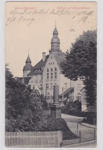 93194 Feldpost AK Grossröhrsdorf - Rathaus und Kriegerdenkmal 1915
