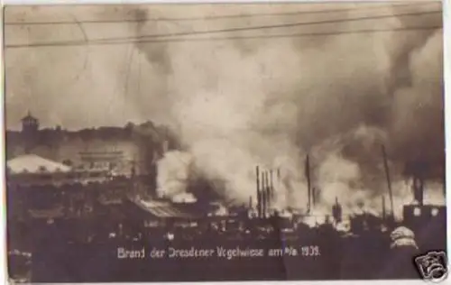 13434 Ak Brand der Dresdener Vogelwiese 1909
