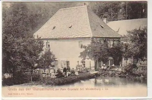 36468 Ak Gruß aus der Glänzelmühle im Park Grünfeld