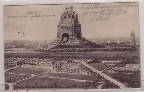 28/6 Ak Leipzig Völkerschlachtdenkm. v. Südfriedhof 1916
