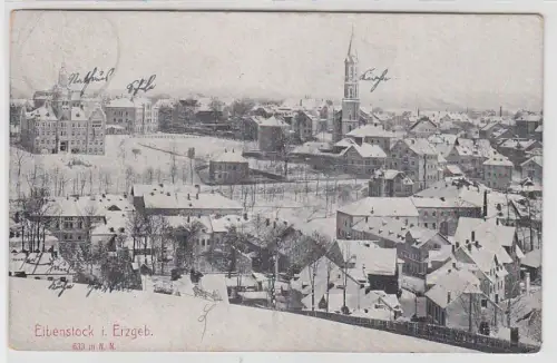 69107 Ak Eibenstock im Erzgebirge Totalansicht im Winter 1912